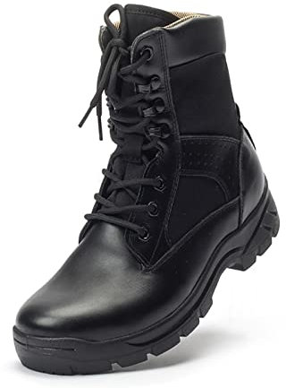 Stivali Militari Traspiranti da Uomo, Stivali Militari da Combattimento Leggeri, Comodi e Resistenti, per Escursioni nel Deserto, Stivali da Caccia da Combattimento Sportivi con Lacci (Color : Black