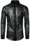 JOGAL Herren Langarm Pailletten Kleid Glitzer Hemd 70er Disco Party Kustüm Schwarz Groß