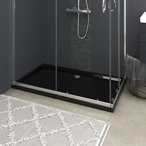 HOMIUSE Piatto doccia in ABS, rettangolare, nero, 70 x 120 cm, piatto doccia, look lucido, design moderno, caratteristiche del bagno, resistente ai graffi e alle macchie e facile da pulire