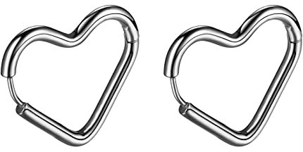 JewelryWe Schmuck Herz Ohrringe Creolen Damen Liebe Herzform Ohrstecker Ohrschmuck für Frauen Mädchen Silber