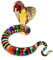 Kobra-Schlange, mehrfarbig, Glasschlange, 5.4 cm Lx3.8 cm Bx5.1 cm H, Figur – Sammlerstück, Tierkunst, bunt, mundgeblasen, bemaltes Glas, Miniatur-Tischdekoration, Geschenk, Souvenvenvenir IR