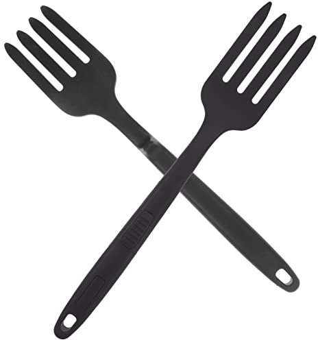DITUDO 2 uds Tenedor for Pasta Servidor de Espaguetis de Silicona Tenedor for batir Tenedor agitador Gigante Tenedor Flexible for Mezclar Herramientas de Cocina Utensilios de Cocina Negro