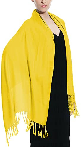 Glory Max Pashmina-Schal für Damen, weich, weich, einfarbig, einfarbig, gelb, 28x72