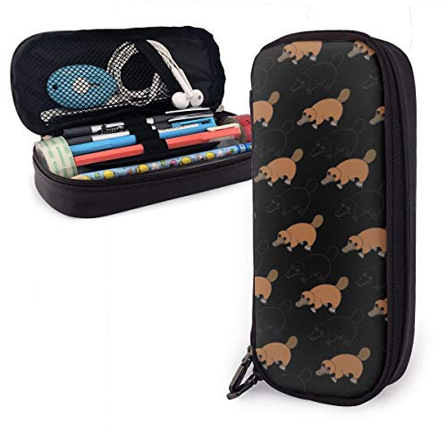 Cuero Estuche Escolar Patrón De Pico De Pato Ornitorrinco Lápices De Gran Capacidad Portátil Estuche Organizador Premium Estuches Portalapices Para Adolescentes Estudiante Oficina