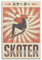 YBHF Vintage-Poster, Retro-Skater-Skater-Skateboard-Poster, Wandkunstdruck, Retro-ästhetische Raumdekoration, Bürodekoration, 30 x 45 cm, ungerahmt
