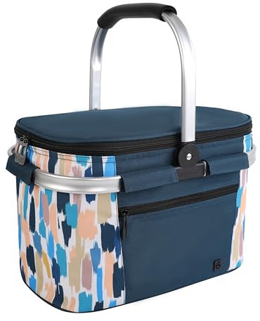 ALLCAMP Faltbar Isoliert Kühltasche - Einkaufskorb Thermo Mit Deckel, Abnehmbarer Picknickkorb 2 Personen, Aluminiumrahmen Kühlkorb, Verdicken Thermokorb