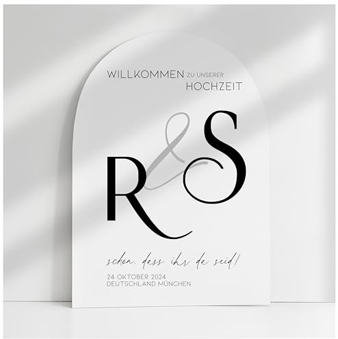 Willkommensschild Acrylglas | 5mm stark | Weiß Matt personalisiert - Made in Germany - Welcome Willkommen Schild für Hochzeit (80x55cm)
