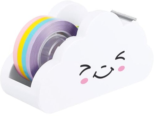 Tesafilm Abroller Klebeband Klebebandabroller Lustiger Cellotape Spender FüR Kinder WolkenföRmige Niedliche Bandspender Mit Einem Regenbogenband Plastik Desktop Sellotape Spender Mit SüßEm LäCheln