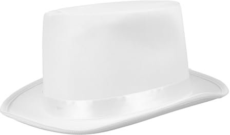 LIFKOME Zylinder Hoher Zylinder Fedora Derb-Y-Hut Herrenhut Gangsterhut Cosplay Zaubererhut Für Party Weiß