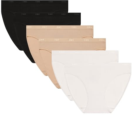DIM Culottes Femme Lot de 6 | Les Pockets EcoDIM Coton | Douceur & Confort | Ceinture Invisible | Multicolores | Style Classique