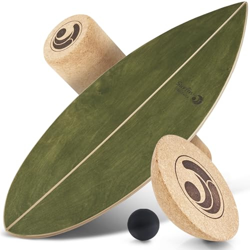 Balance Board [im Set mit App] Waveboard Wobble Board - Wackelbrett Balanceboards - Surf-Trainer Erwachsene & Jugendliche - Gleichgewichtstrainer Balance Board Kinder - Balance Board Holz