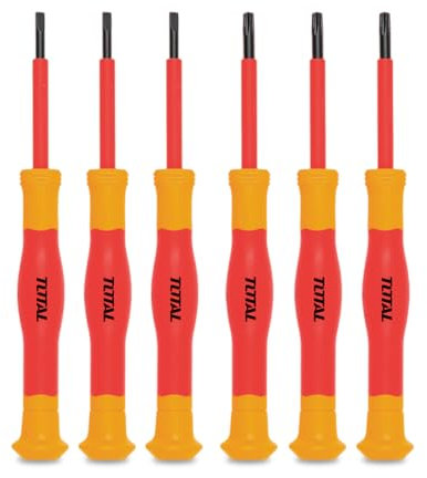 TOTAL - Juego de 6 Destornilladores Aislados - Cromo Vanadio - Certificación estándar VDE - Voltajes de hasta 1000 V - Para Trabajos Eléctricos