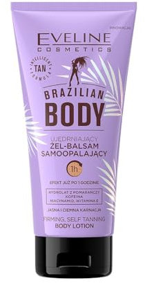 Eveline Cosmetics Brazilian Body Firming Selbstbräunungs-Gel-Balsam mit Erythrulose, DHA & Vitamin E - Vegane Formel für natürliche, strahlende Bräune & hydratisierte Haut