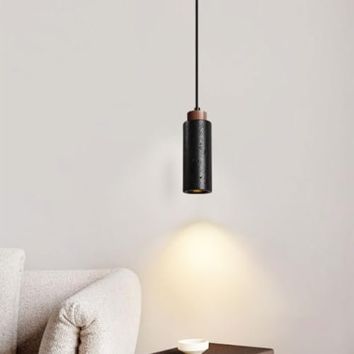 YKSJDFH Mid-Century-Kronleuchter im Wabi-Sabi-Stil, Pendelleuchte, schwarze Travertin-Hängelampen, Esszimmer-Droplight, Retro-verstellbares Umgebungslicht, Schlafzimmer-Nachttisch-Hängebeleuchtung