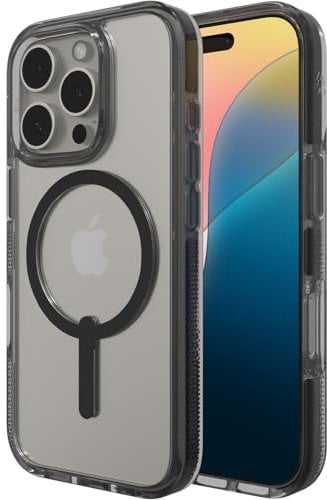 ZAGG Santa Cruz Snap Graphene-Reinforced Case for iPhone 16 Pro [6.3-Inch], MagSafe Compatible, Anti-Yellowing, Scratch-Resistant, Slim Design, Shockproof Phone Back Cover (Black)