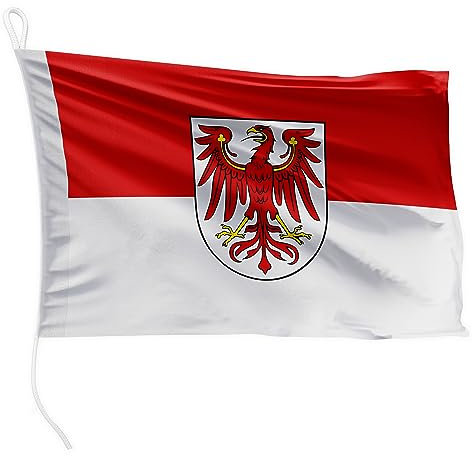 FLAGLY Premium Bootsfahne Brandenburg 40 x 60 cm - 115g/m² Stoffgewicht - gedruckt, robust mit Strick & Schlaufe, Bootszubehör Motorboot (40 x 60 cm - Brandenburg)