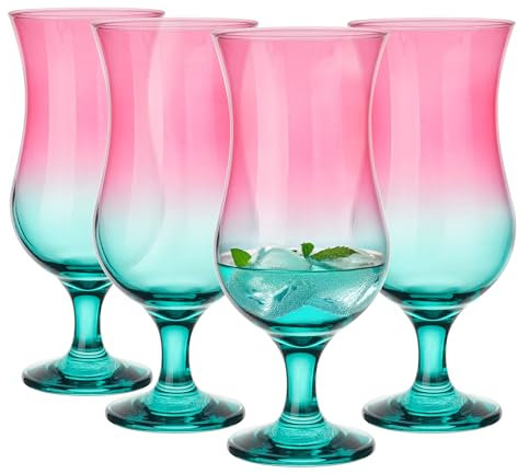 Glasmark KROSNO, 420ml, Set von 4, Glas für alkoholische Cocktails, Longdrinkgläser, Cocktailgläser, Trinkgläser, Partygläser, Perfekt für Zuhause, Restaurants, Glässerset, Ombre-Stil