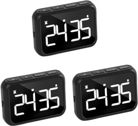 ABOOFAN 3 Piezas Despertador Kitchen Timer alarmas Temporizador electronico de Cocina Temporizador magnético de Cocina para Hornear de Examen Abdominales Black