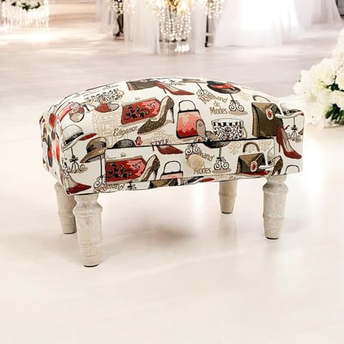 Freshnewlooks Footstool Chic Design Tapestry Ottoman Footstool With Drawer Lounge Padded