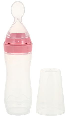 Hoement Obst Nahrung Futterautomat Baby Nahrungsflasche Mit Öffelspender 120ml Babybrei Flasche Pink Ideal Für Die Einfache Fütterung Von Babys Und Kleinkindern Und Leicht Zu Reinigen