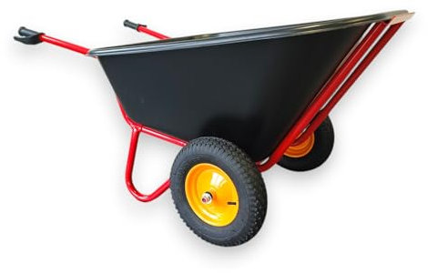 Kelberg Schubkarre 290L Futterkarre Gartenschubkarre Hofkarre Kunststoff-Mulde Luftrad 400-8 4PR ROT RAL 3020 max. Belastung 250 kg
