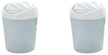 BDSHGRDH kitchen bin， 3L Roll Cover Trash Can Plastic Office Desktop Small Rubbish Bin Portable Multi-Purpose Peel Waste Basket Accessories, Pink(2pcs Blue)