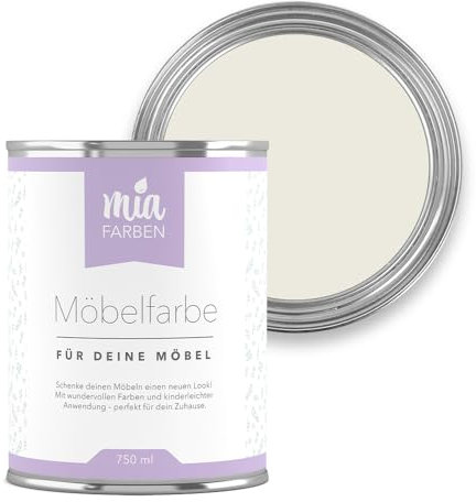 miafarben Möbelfarbe für Holz 750ml, Kreidefarbe, Möbellack ohne schleifen, Kreidelack (Elegantes Elfenbein)