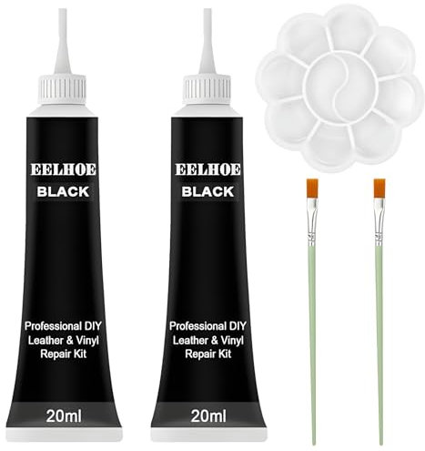 SilverChry Pâte Réparatrice Cuir, Baume de Recoloration pour Cuir, Teinture Cuir Noir, Kit Reparation Cuir, Rénovation et Restauration du Cuir pour Canapé, Veste, Chaussures et l'Intérieur de Voiture