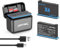 NASTIMA Replacement Li-ion Battery for Insta 360 X4 Camera and Charger, 3.85V 2500mAh With 2 X Batteries and 1 X Charger