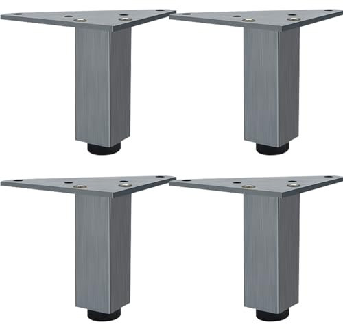 SZLXJMFL Pieds de Table Réglable, Lot de 4 Gris Pattes de Meuble Carré Aluminum Alloy | Finition en Anodisé Hauteur: 6-60cm Pieds de Canapé-6cm/2.4