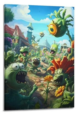 STFHRTFGGH Plants Vs. Zombies Video Game Poster Poster Decorative Painting Canvas Wall Posters And Art Picture Print Modern Family Bedroom Decor Posters 08x12inch(20x30cm)
