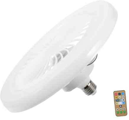 jojofuny 30w Quiet Mini Fan Light Led Bulb Base Remote Control for Living Bedroom Kitchen