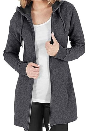 Sweatjacke Damen Lang Oversize üBergangsjacke - ReißVerschluss Fleecejacke Langarm Mantel Winter Warm Cardigan Kapuzenpullover Sweatshirt Mit Kapuze Strickjacke Kapuzenjacke Mit Taschen Kapuzenpulli