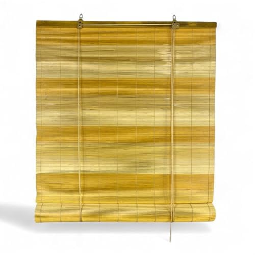Tex family Tenda a Rullo in Bamboo 60x150 cm - Tapparella in Legno Naturale per Interni ed Esterni - Montaggio Facile - Giallo