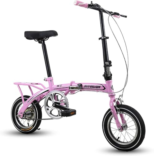 Bicicletta Pieghevole in Bicicletta da 12 Pollici in Bicicletta da 12 Pollici per Adulti in Bici Pieghevole compatta Mini Bici Pieghevole Leggera per Lavorare in Bicicletta Scolastica, Rosa