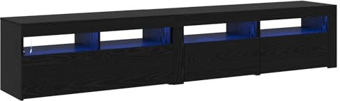 vidaXL Mobile TV 2 Pz con luci LED in rovere nero e legno ingegnerizzato. Stand moderno, illuminazione RGB, 210 cm di larghezza, mobili per storage soggiorno e centro intrattenimento, mensole a muro