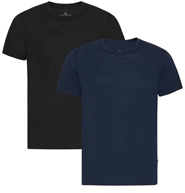 DANISH ENDURANCE 100% Merino T-Shirt Herren, Geruchshemmend, 1er & 2er Pack | Merino T-Shirt, Leicht, Atmungsaktiv & Geruchshemmend, für Alltag, Freizeit, Reisen & Büro