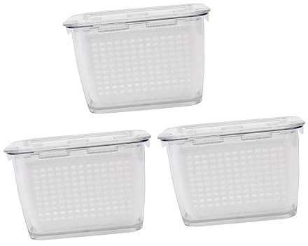 Alipis 3pcs Fridge Food Sealing Boxes Fruit Vegetable Storage Bin Drainage Organization Compact Food Preservation Box