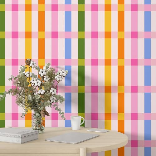 Fchen art Bunte Punkte, kariert, 45 x 1000 cm, Flagge, Kontaktpapier, Schachbrett-Tapete, Mosaik, einfach zu installieren, moderne Tapete, perfekt für Zuhause, Badezimmer, Büro und mehr