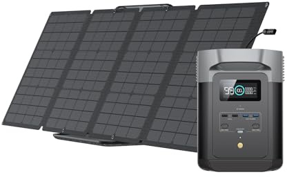 EcoFlow DELTA 2 Portable Power Station with 110W Solar Panel, 1-3kWh Expandable Capacity, LFP Battery, Fast Charging, Solar Generator for Backup Power, Camping & RVs