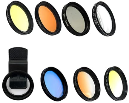 AsrMyjcx Korallenlinsen-Set, zum Anklipsen, für Telefonkameraobjektive, Filter-Set, tragbar, 7 Farben, universeller 32-mm-Verlaufsfilter