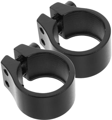 Fahrradsattelklemmung Aluminium Schwarz 2 Stück 34,9mm Schnellspanner | Rennrad Sattelstützen und Wartung, Doppelschrauben Design, Sandgestrahlte Oberfläche, 108g