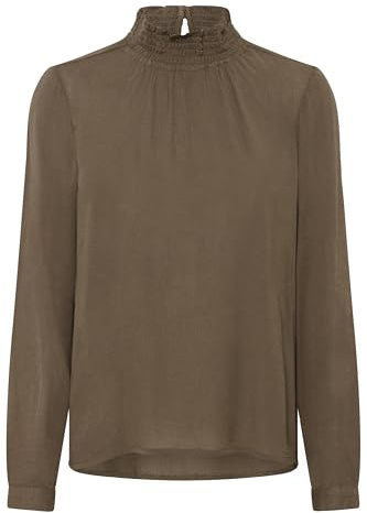 KAFFE Langarm-Bluse Trine Damen Bluse Stehkragen Langarm Elegant Shirt 34, Morel 34