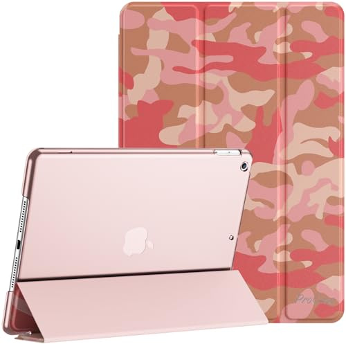 ProCase Coque iPad 9/8/7ème Génération 2021/2020/2019, Coque iPad 10.2, Housse Étui de Protection, Veille/Réveil Automatique -Camopink