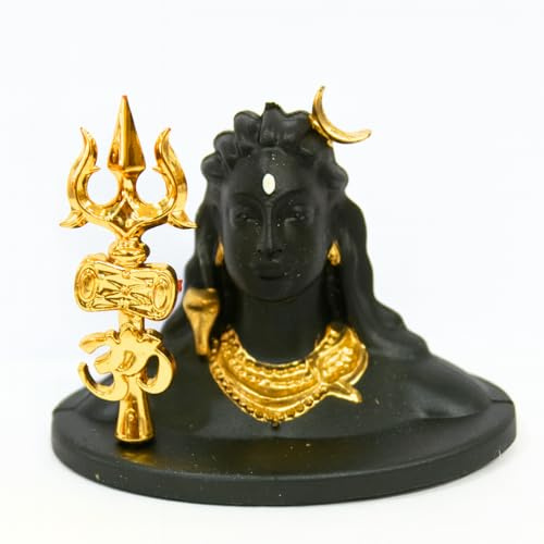 HOME GENIE Shiva Idol with Trishul – Decorative Black Resin & Gold Finish Statue for Pooja Room, Home, Office & Festive Gifting