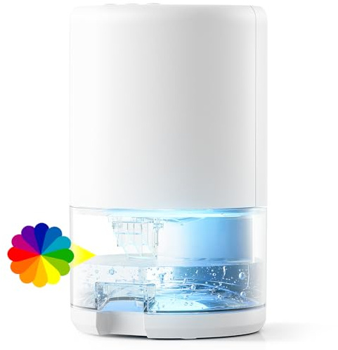 Dehumidifiers for Home, 1L Dehumidifier for Bedroom, Auto Off&7 Color Led Lights Portable Dehumidifier, Ultra Quiet for Drying Clothes Wardrobe Bathroom(550ML/Day)