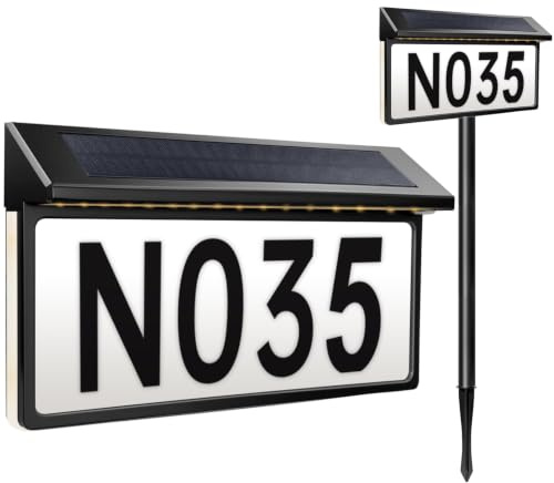 ROMANJOY Solar Hausnummernleuchte mit 56 LEDs 3000K/4500K/6000K | 3 Farbtemperaturen, IP65 wasserdicht, 2000mAh Akku, für Wand- & Bodenmontage, inkl. 26 Buchstaben & 30 Ziffern