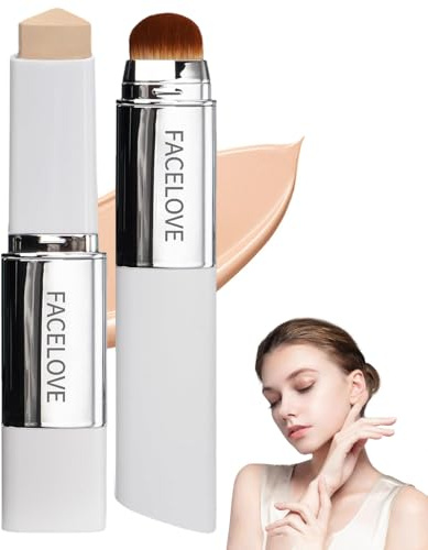 Facelove Foundation Stick mit Pinsel, 2026 Facelove Veränderbares Foundation-duo mit lsf 15, 12 Stunden Halt und Natürlicher, Feuchtigkeitsspendender für Alle Hauttypen (Natürlicher Teint)