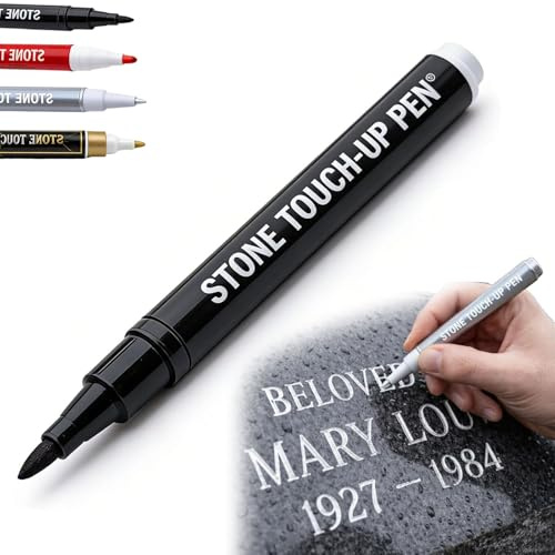 JORCEDI Golden Tombstone Marker Pen For Restoring Faded Grave Inscriptions, Gravestone Marker Pen, Waterproof Stone Touch-up Pen, Markers for Granite Headstones, Grave, Mug, Ceramic (Black)