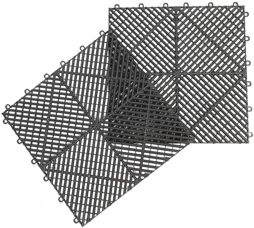 CRAFTHROU Tappetino Modulare Antiscivolo per Piscina e Autolavaggio, Piastrelle Quadrate in Plastica, Confezione da 2 Pezzi per Drenaggio Efficiente